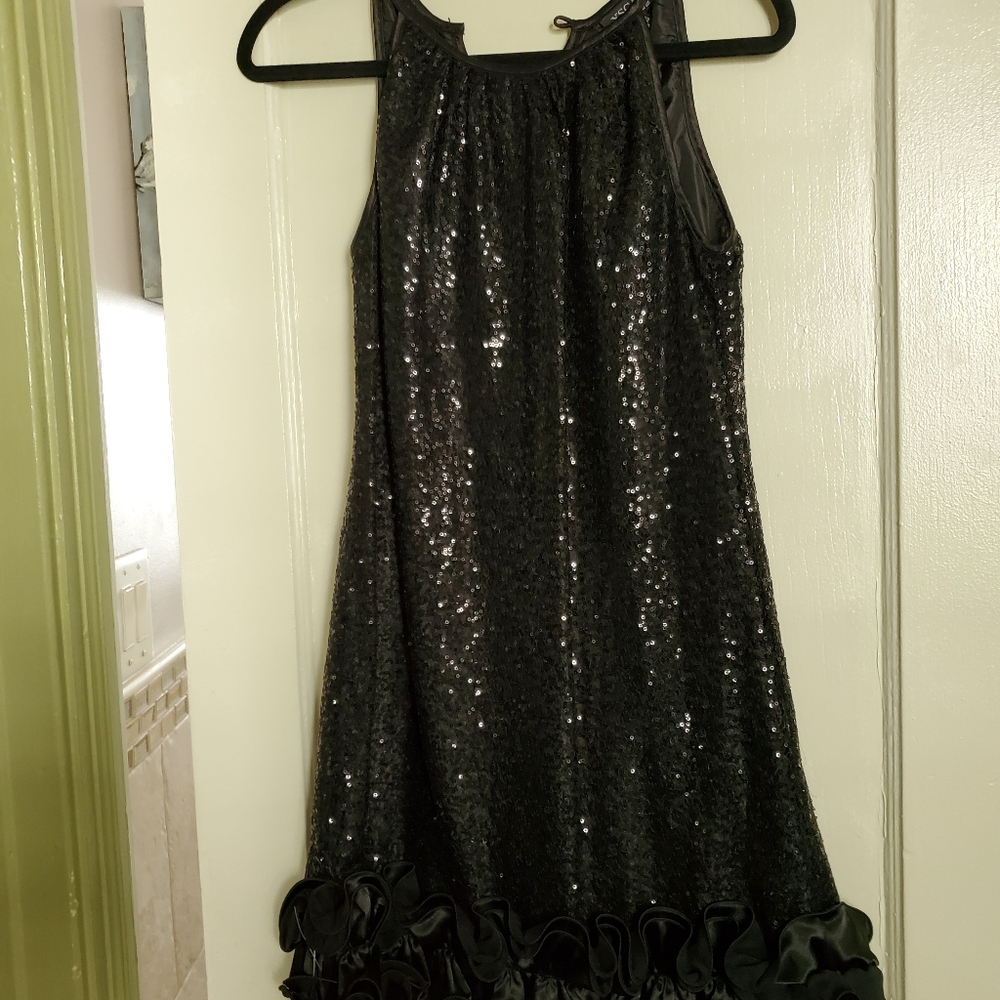 Black sequined cocktail dress